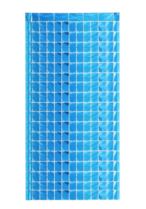 Cortina metálica cuadrados azul