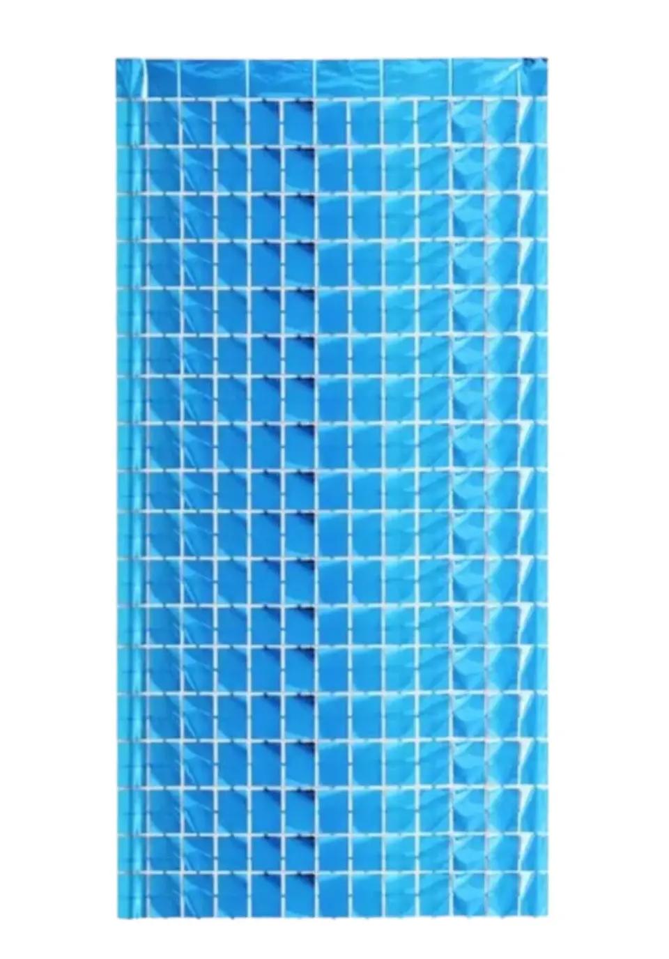 Cortina metálica cuadrados azul 1