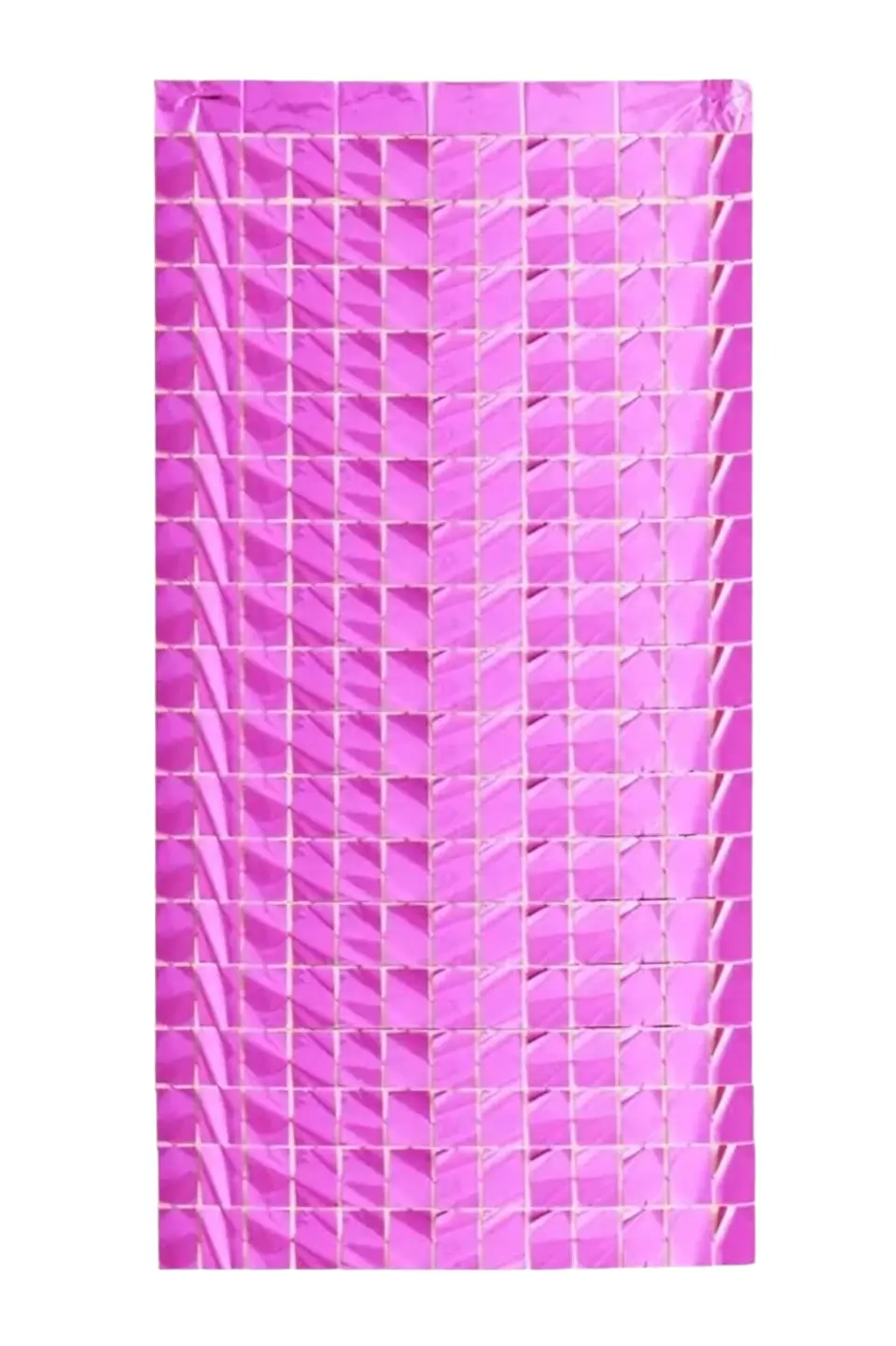 Cortina metálica cuadrados fucsia 1