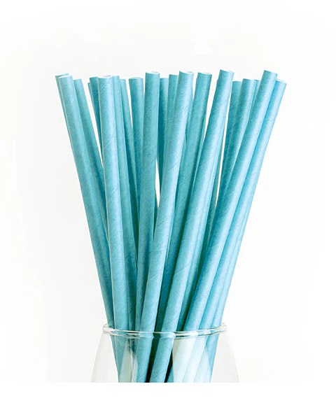 Bombillas de papel celeste