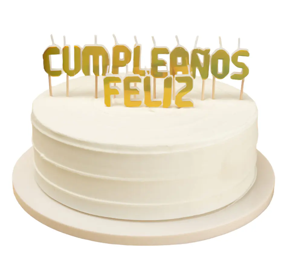Velas feliz cumpleaños dorado 1