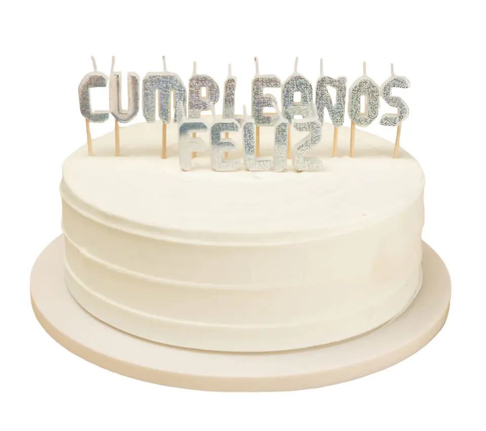 Velas feliz cumpleaños plateado 1