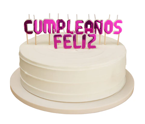 Velas feliz cumpleaños fucsia