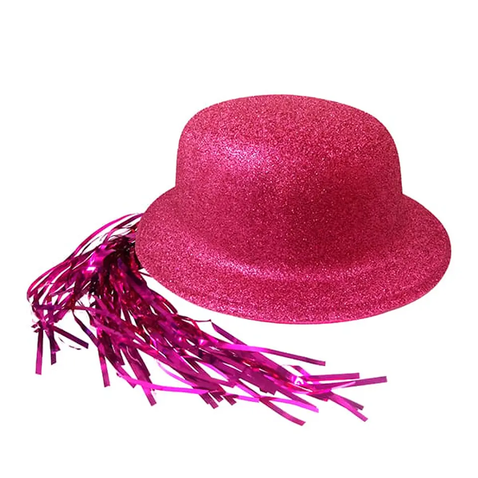 Gorro escarchado con pelo fucsia 1