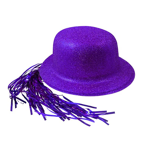 Gorro escarchado con pelo morado