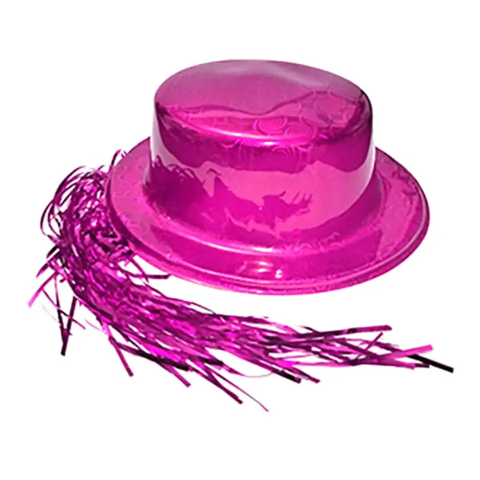 Gorro brillante con pelo fucsia 1