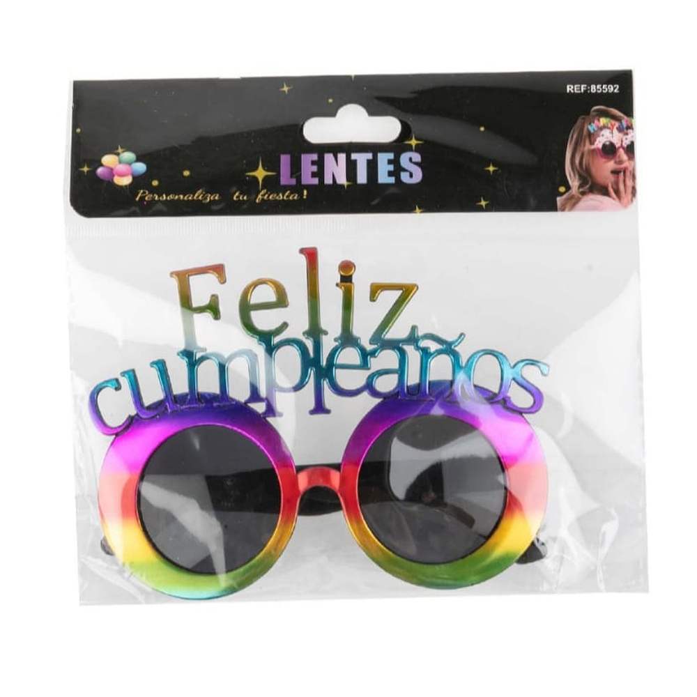 Lentes metalizados feliz cumpleaños 