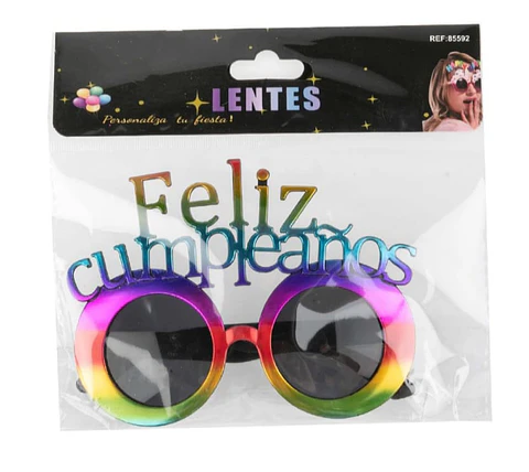 Lentes metalizados feliz cumpleaños 