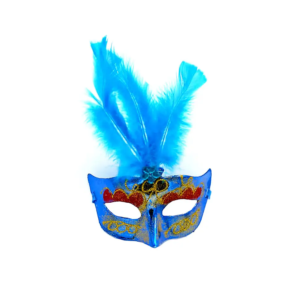 Antifaz veneciano pluma azul 1
