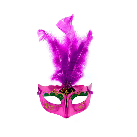 Antifaz veneciano pluma fucsia