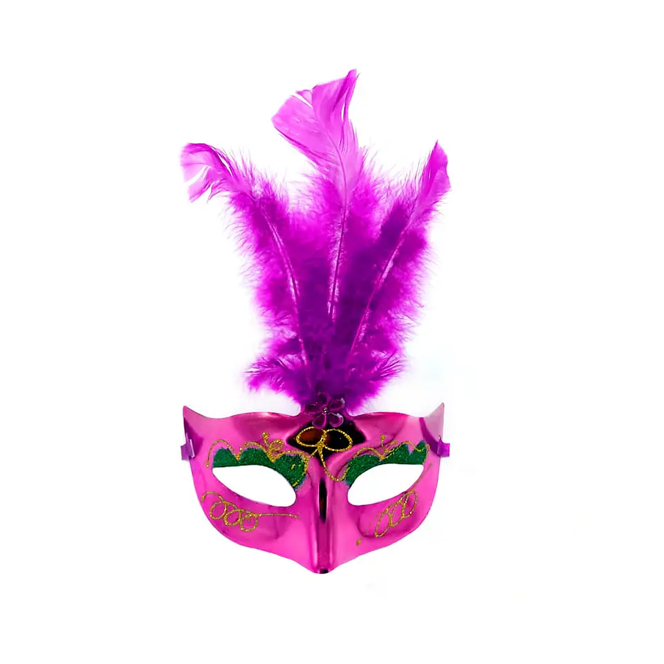 Antifaz veneciano pluma fucsia 1