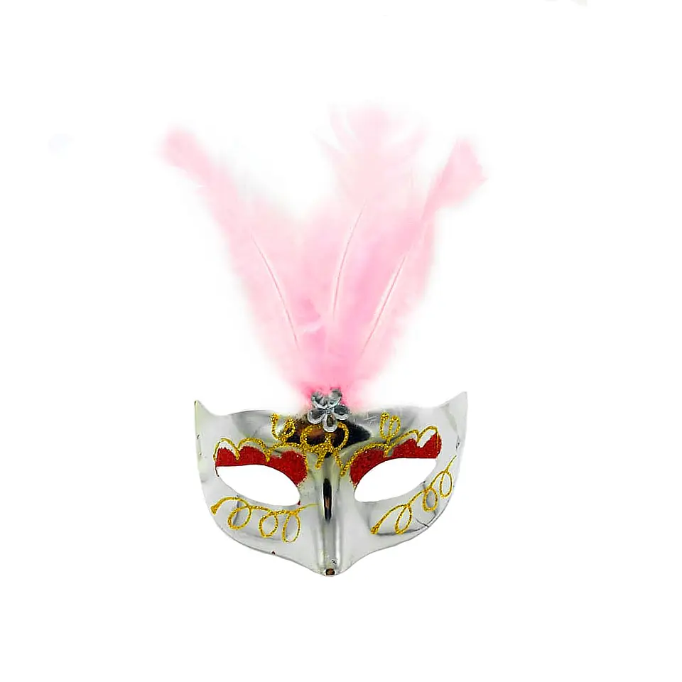 Antifaz veneciano pluma plateado 1