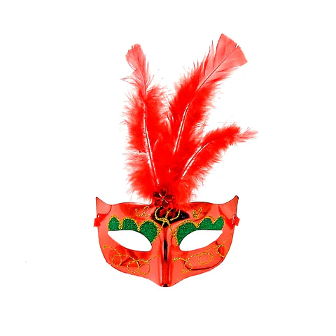 Antifaz veneciano pluma rojo