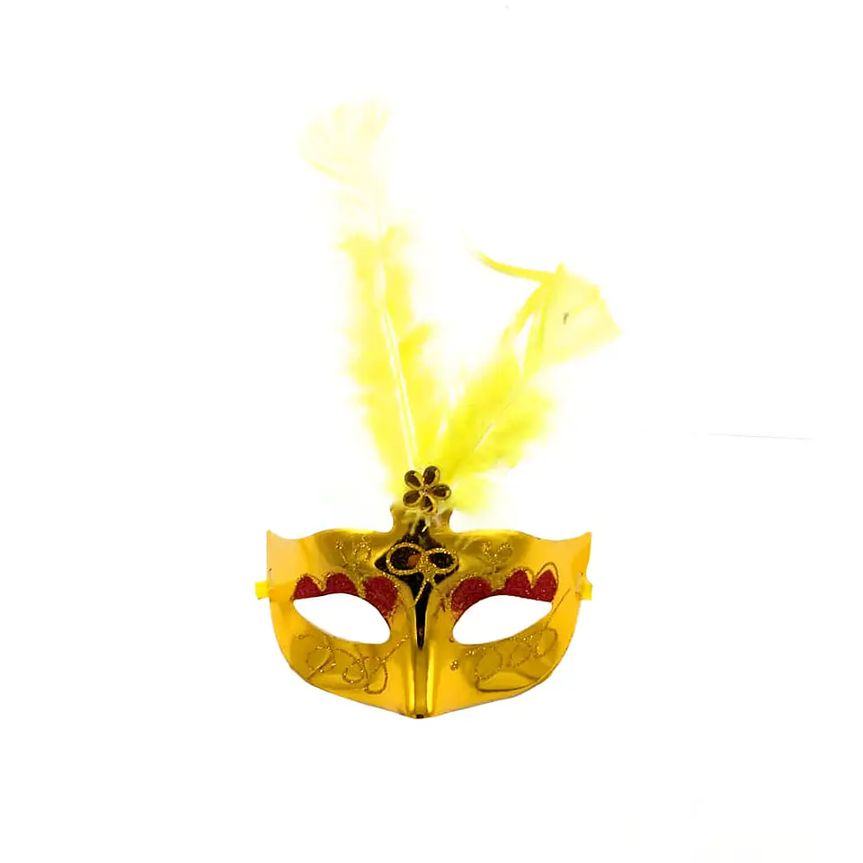 Antifaz veneciano pluma dorado 1