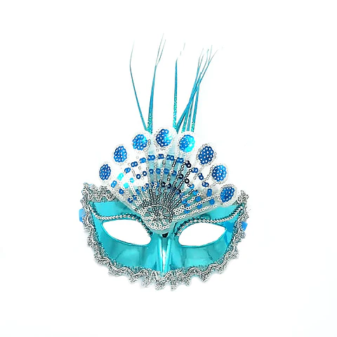 Antifaz veneciano abanico azul