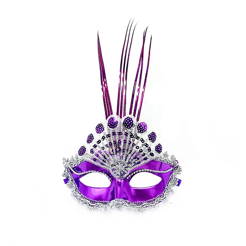 Antifaz veneciano abanico morado