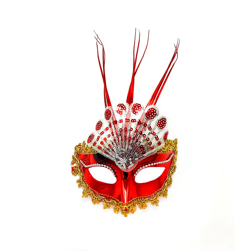 Antifaz veneciano abanico rojo 1
