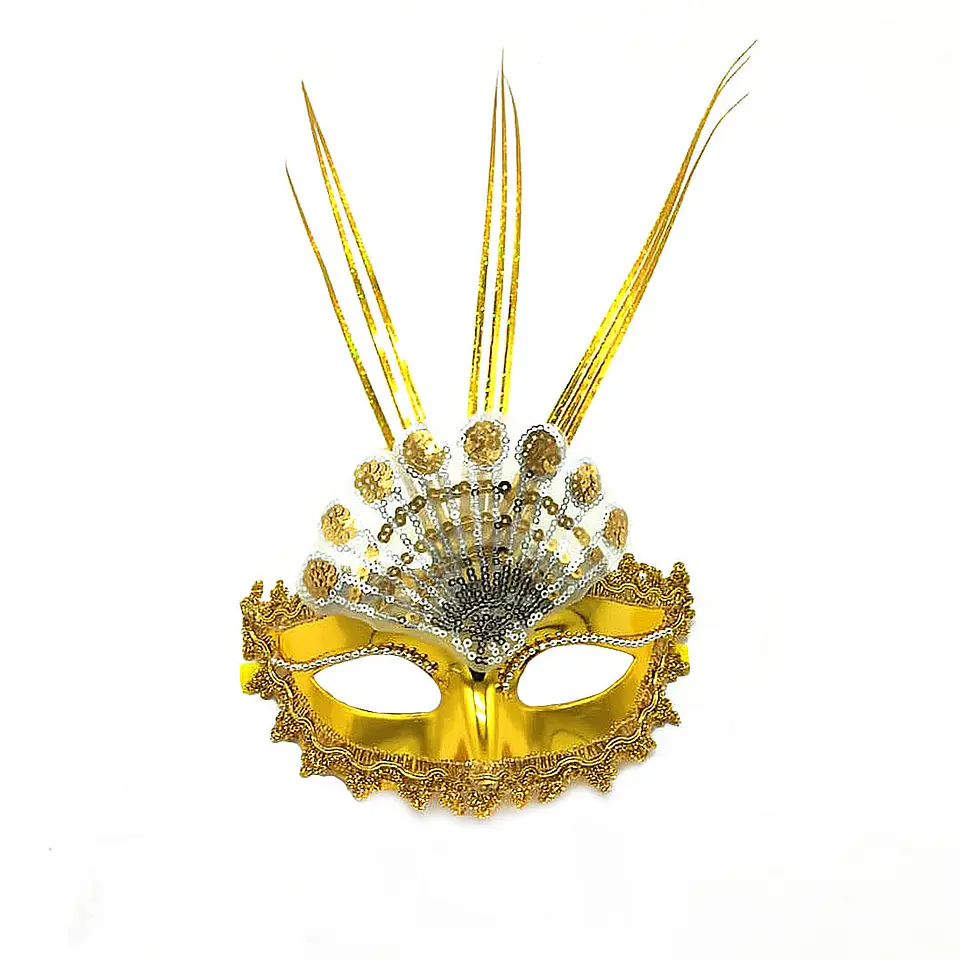Antifaz veneciano abanico dorado 1