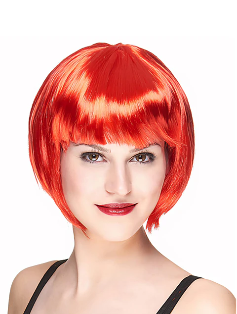 Peluca melena corta rojo
