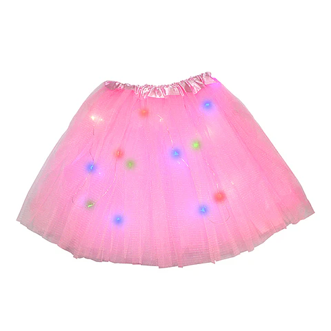 Falda tutu niña LED rosado