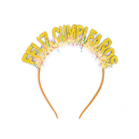 Cintillo feliz cumpleaños dorado