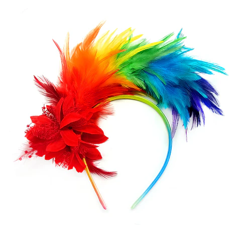 Cintillo pluma arcoíris