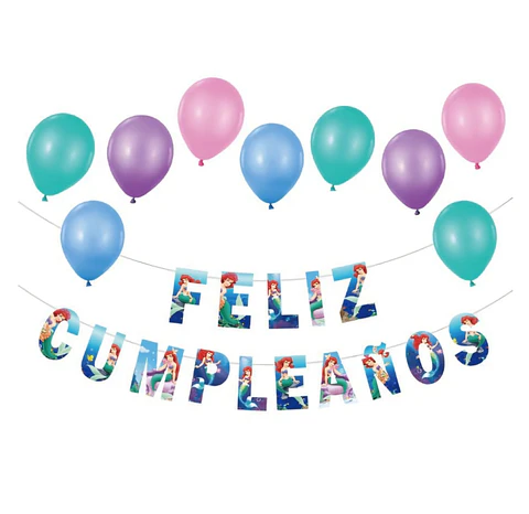 Pack Guirnalda mas Globos Ariel