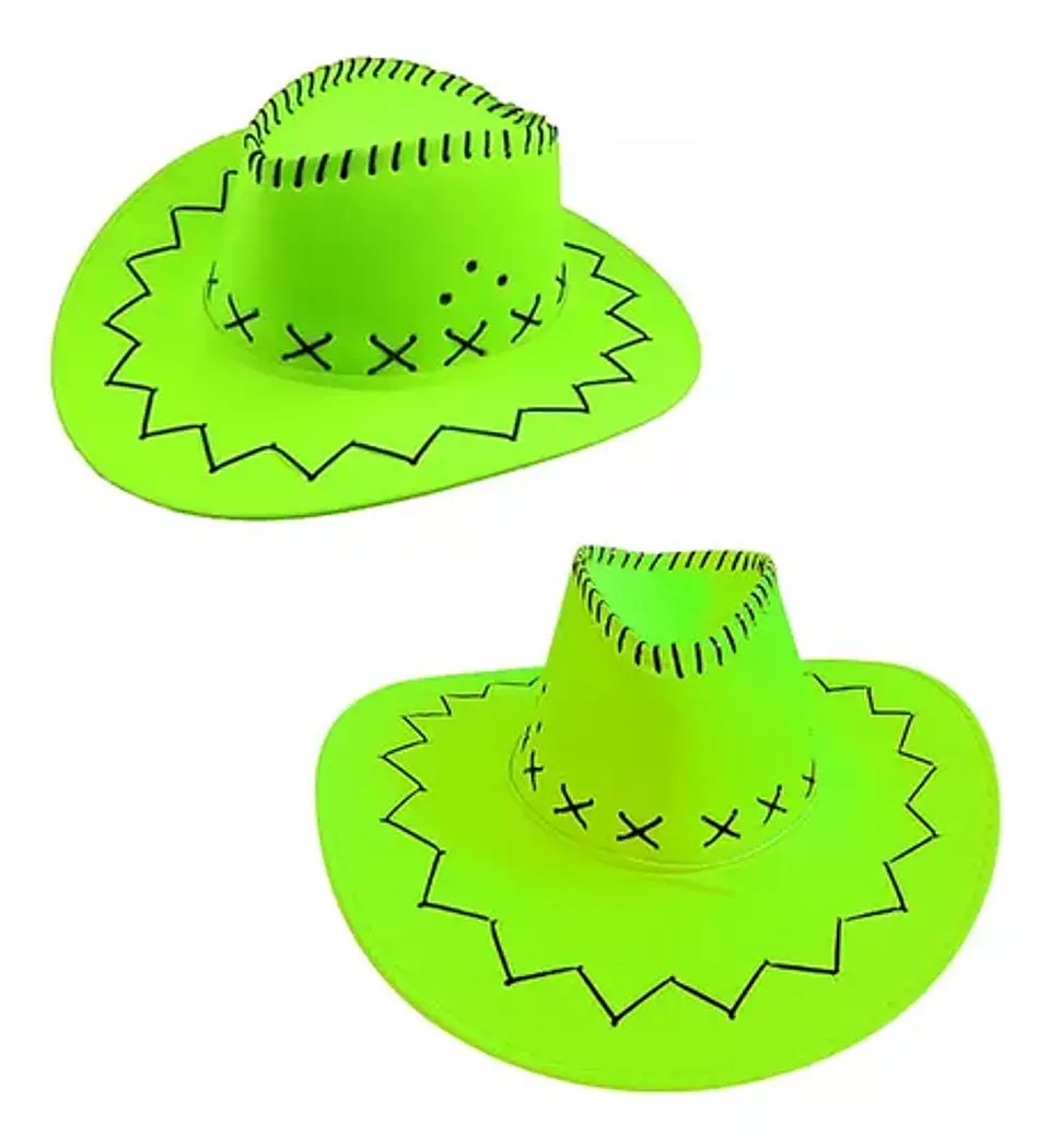 Sombrero vaquero flúor verde 1
