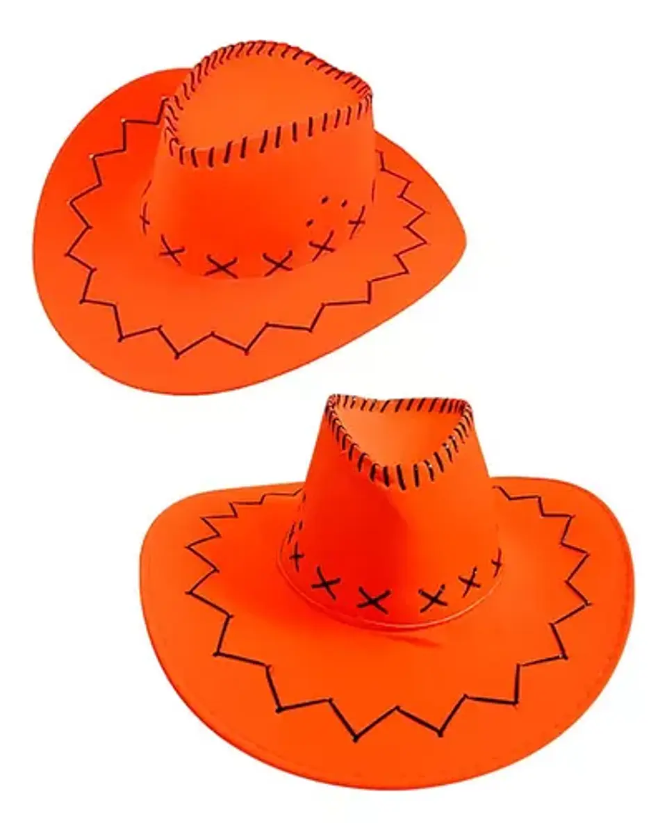 Sombrero vaquero flúor naranja 1