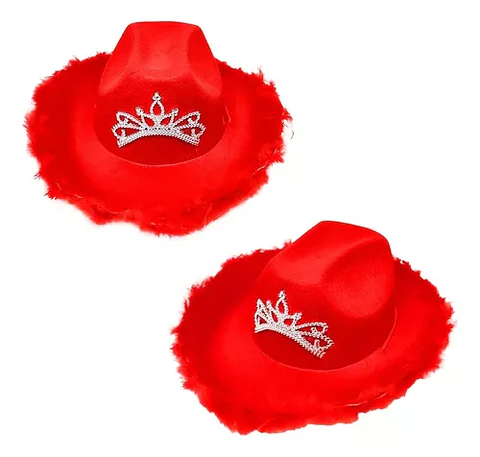 Sombrero vaquero con corona rojo 