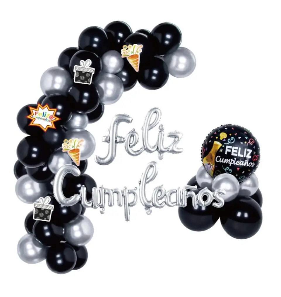 Arco de globos plateado negro 1