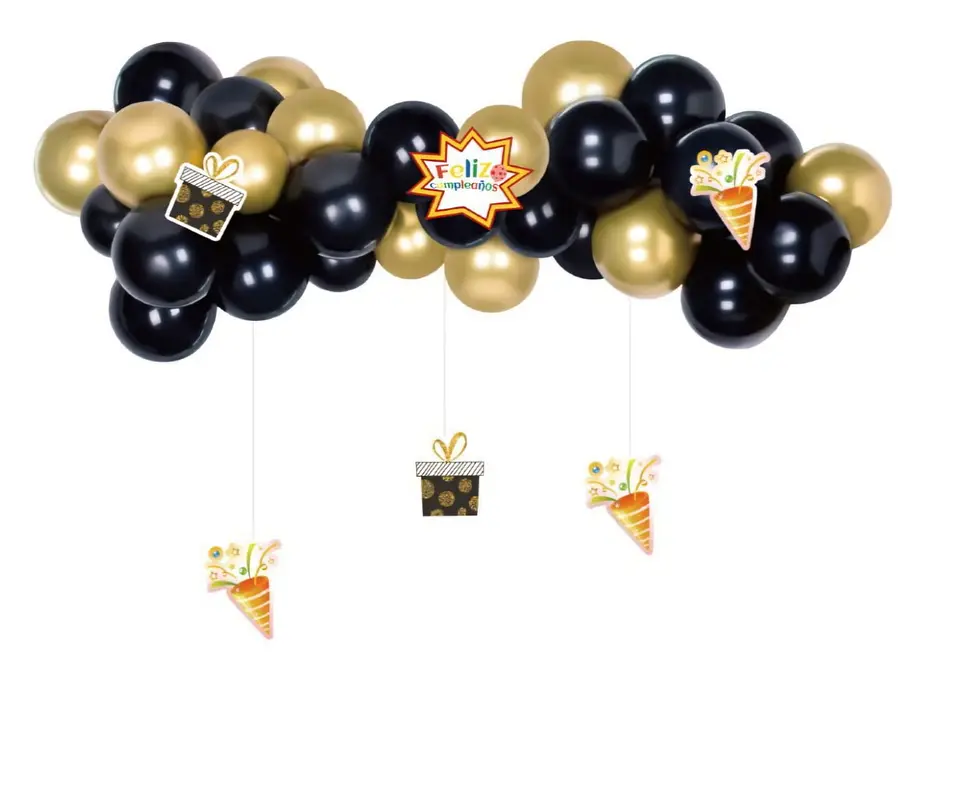 Guirnalda de globos negro dorado 1