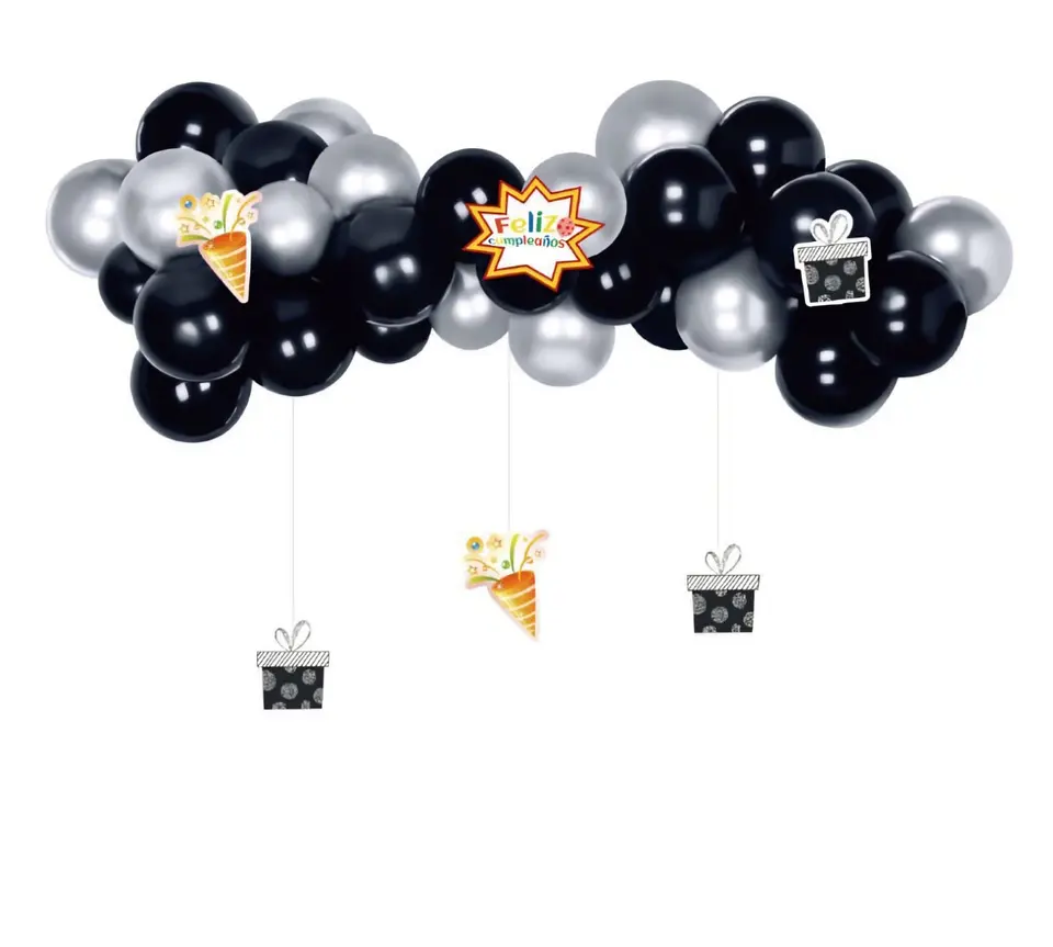 Guirnalda con globos negro plateado 1