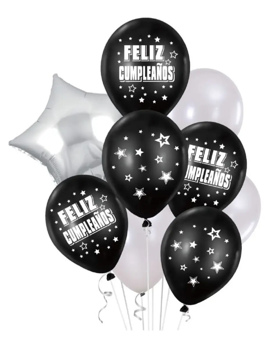 Set de globos Feliz cumpleaños plata 1