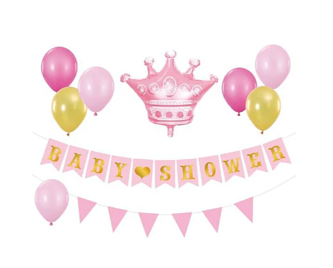 Guirnalda con globos baby shower niña