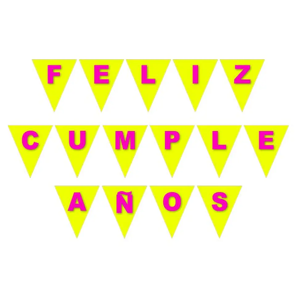 Banderín cumpleaños flúor amarillo 1
