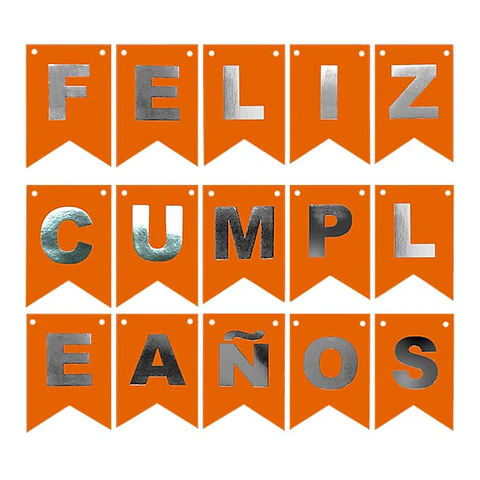 Guirnalda cumpleaños flúor naranja
