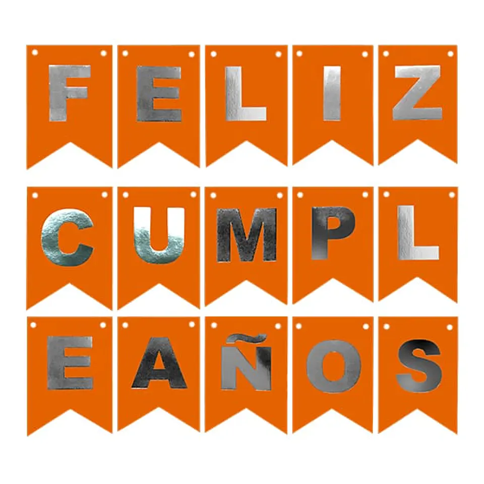 Guirnalda cumpleaños flúor naranja 1