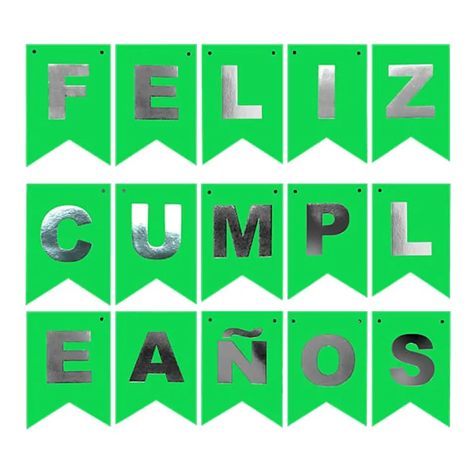 Guirnalda cumpleaños flúor verde 1