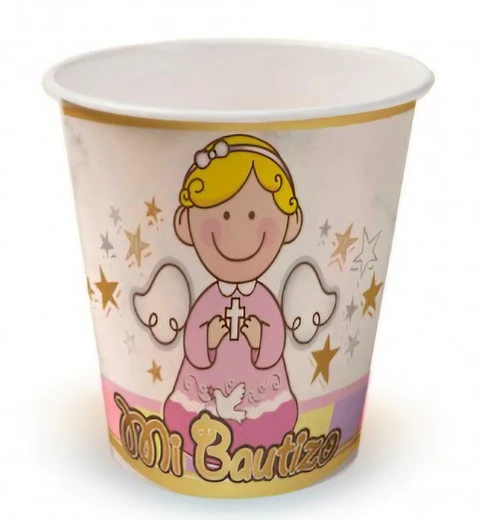 Vasos bautizo rosa 6 Unidades 