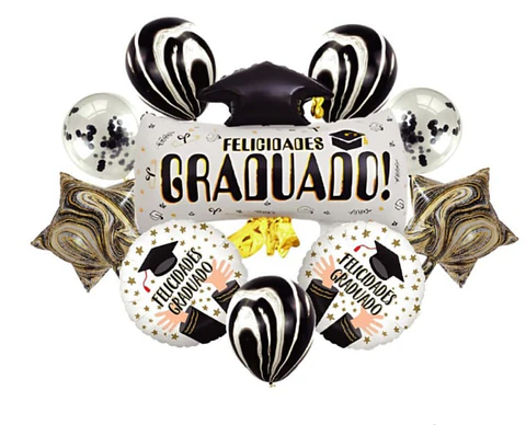 Set de globos decorativos felicidades graduado