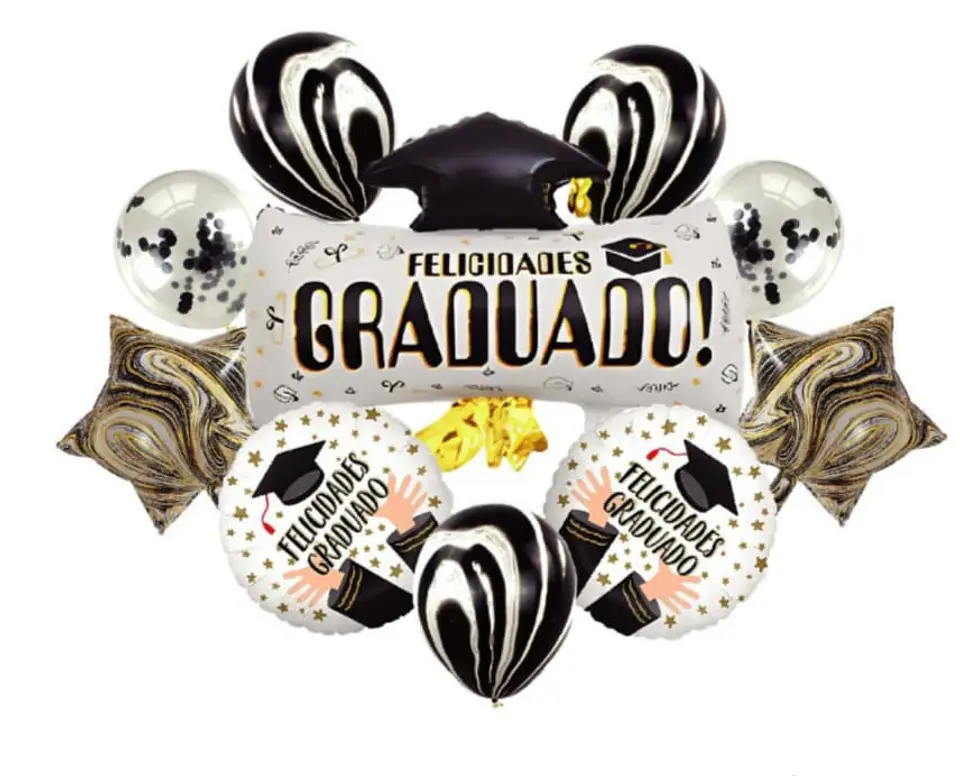 Set de globos decorativos felicidades graduado 1