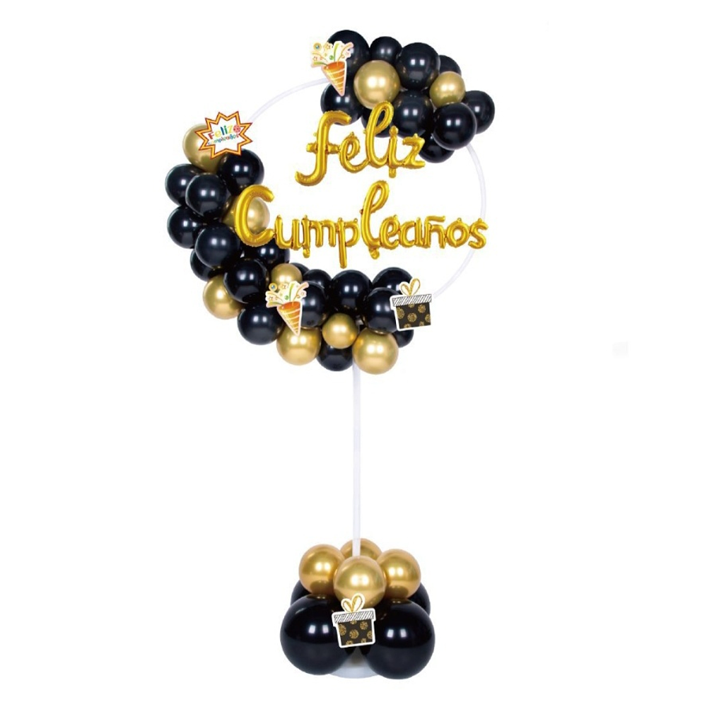 Aro de globos decorativo temática cumpleaños plateado