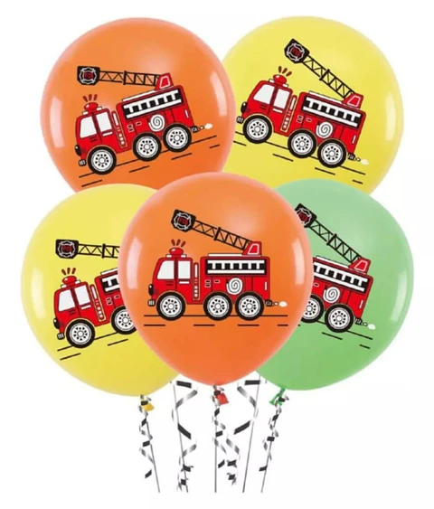 Globos látex 5 unidades bomberos