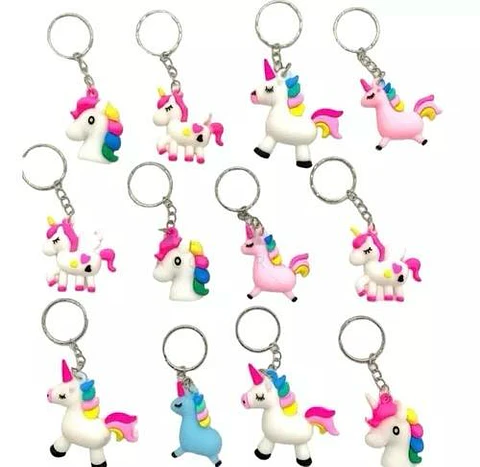 Llaveros de goma un unicornio 12 unidades