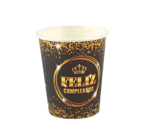 Vasos carton feliz cumpleaños x6