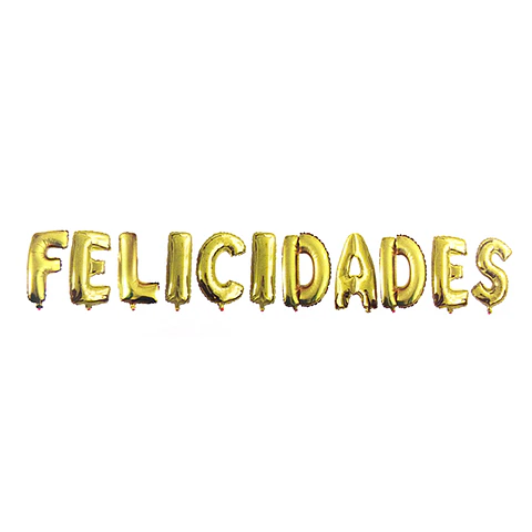 Globo Metálico Felicidades Dorado