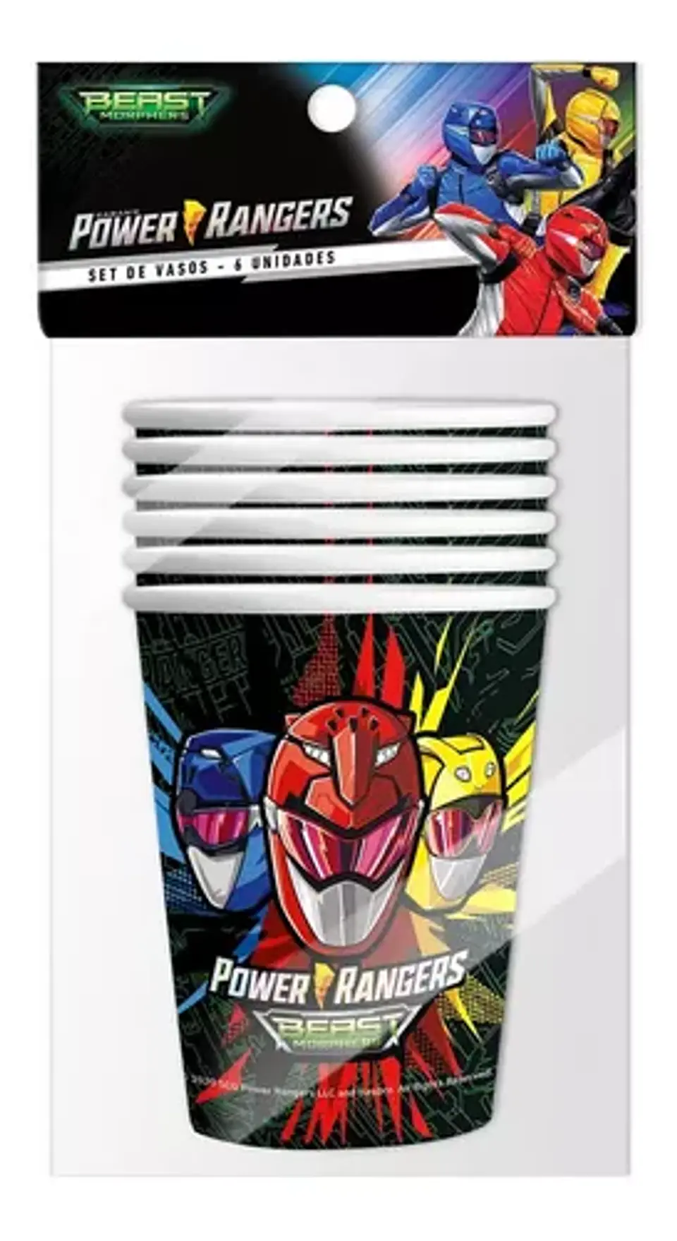 Vasos Power Rangers 6 unidades 1