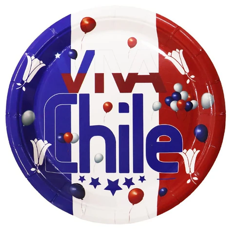 Platos de Cartón Viva Chile 6 unidades 
