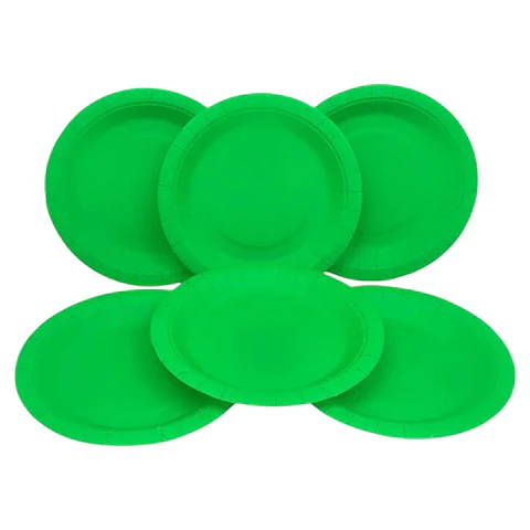 Platos de cartón Neon Fluor Verde x6
